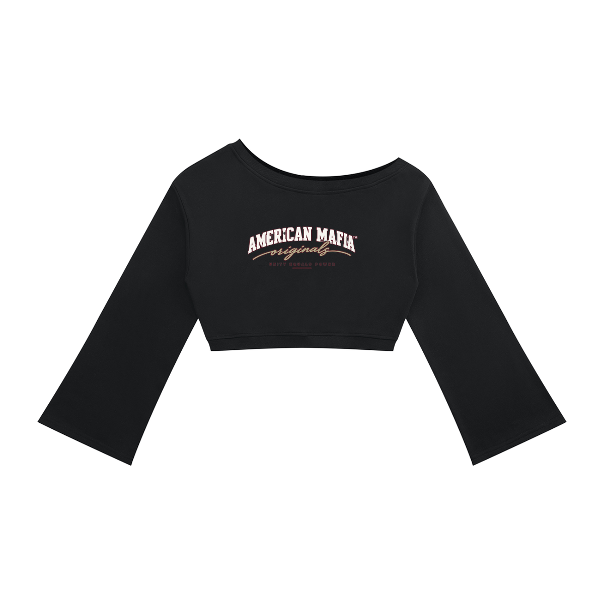 American Mafia™ Original Script Brand Off-Shoulder Sweatshirt