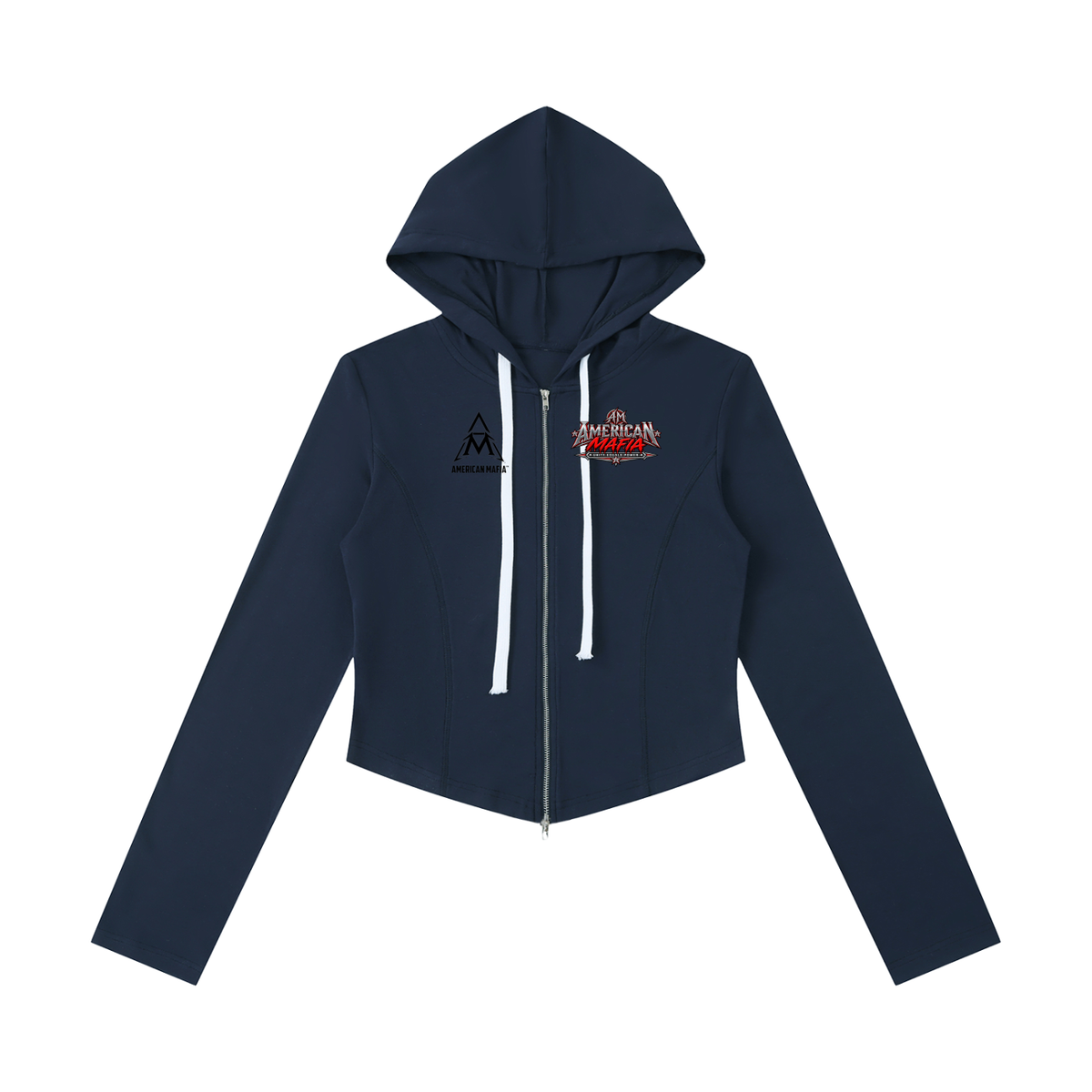 American Mafia™ Original Script Brand Cropped Zip Hoodie