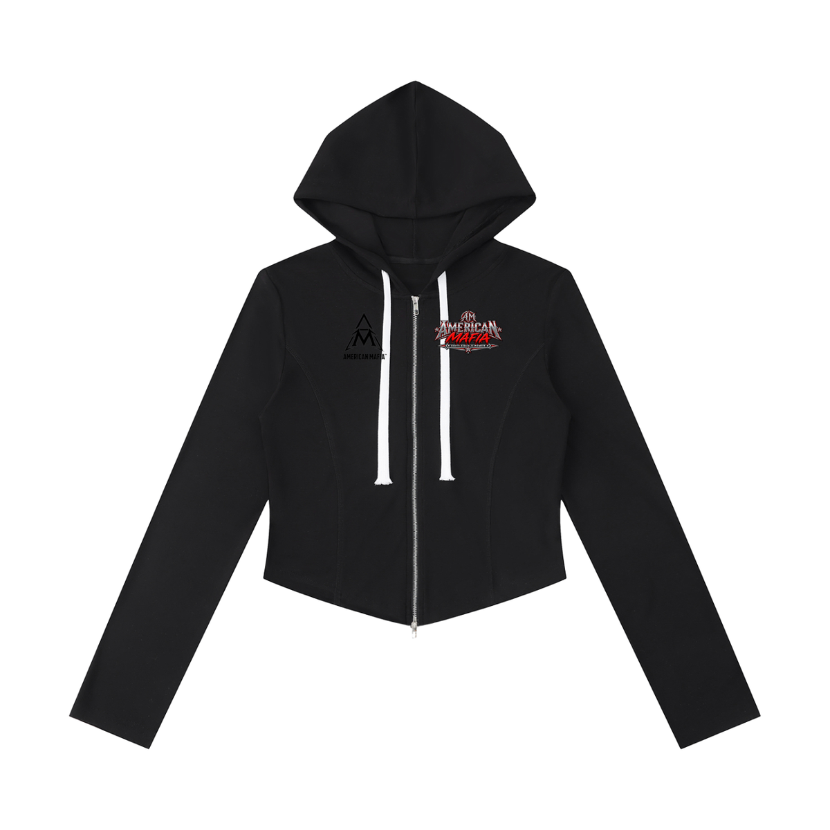 American Mafia™ Original Script Brand Cropped Zip Hoodie