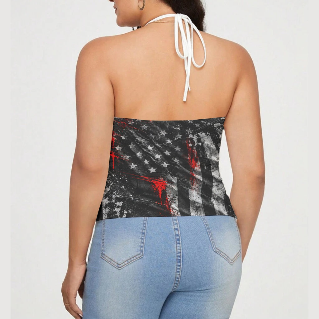 American Mafia™ Women's Signature Brand Lace-Trim Halter Top
