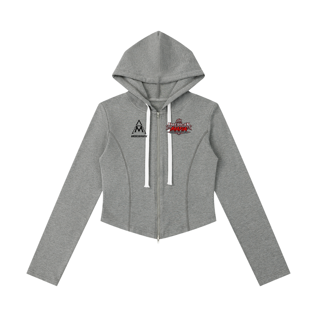 American Mafia™ Original Script Brand Cropped Zip Hoodie