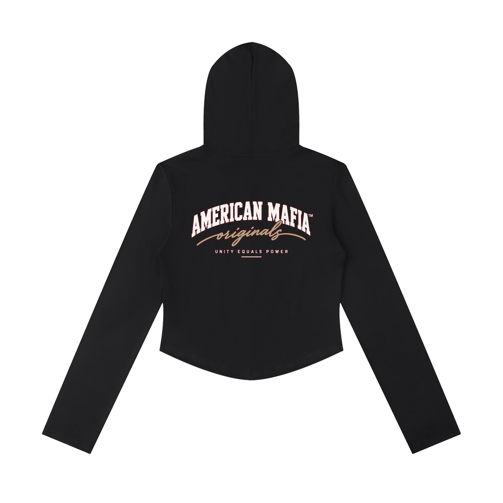 American Mafia™ Original Script Brand Cropped Zip Hoodie